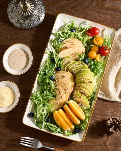 Famiware Serving Platters for Food, 15.67" x 8.62", 2-Pack, Vanilla White - Image 3