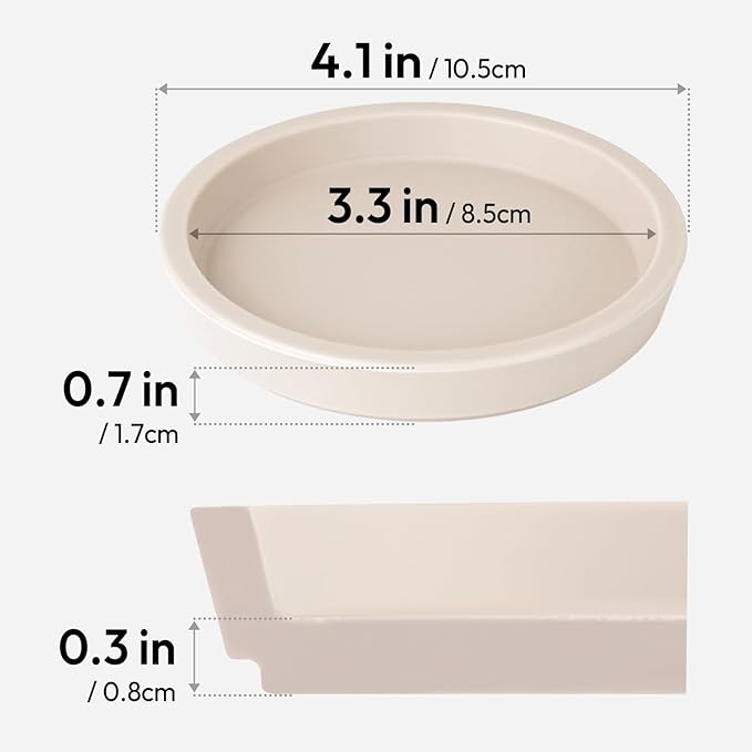Carrotez Thick Silicone Coasters for Drinks, Round Bulky Cup Coasters for Coffee Table, Desk, Set of 2 - Ivory