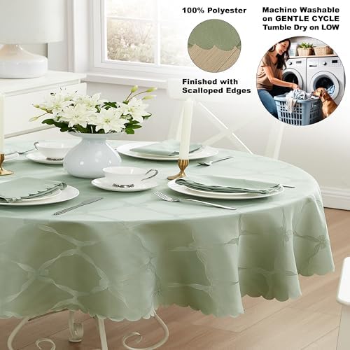 Newbridge Holiday Ribbons Bows Sage Green 60 x 84 Oval Tablecloth - Image 4