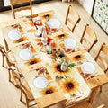 ANNA QUEEN Sunflower Fall Table Runner and Placemats Set of 6, 13"x72" Table Runner with 12"x18" Placemats, Autumn Sunflower Table Set for Thanksgiving, Kitchen, Farmhouse Decor by ANNAQUEEN