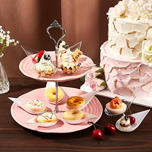 Tessco for you 200 Pcs 4" Mini Appetizer Plates, White, Clear - Image 5