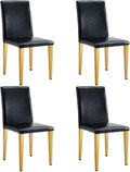 Dining Chairs Set of 4,Faux Leather with Gold Metal Legs,Armless Kitchen Room Chairs Set of 4,Max Load 300 Lbs,High Back Modern Design for Home Kitchen Living Room Bedroom