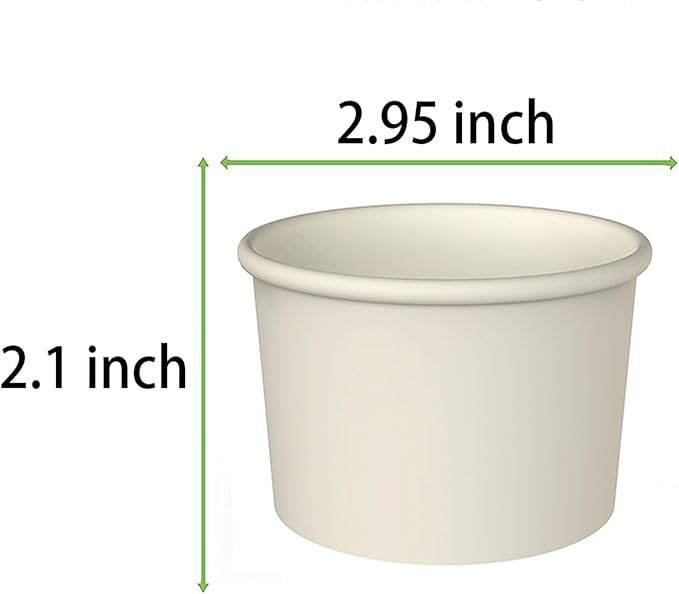Axe Sickle 100 Pcs 4 Ounce Paper Ice Cream Cups Disposable Dessert Bowls for Hot or Cold Food, Sundae, Frozen Yogurt, Soup, White