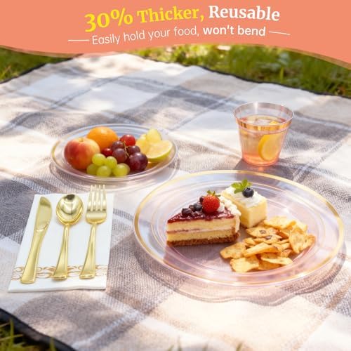 AIRE Gold Pink Plastic Plates Set, 175PCS Disposable Tableware for 25 - Image 5