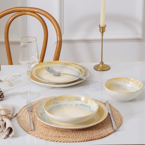 DOMICREVERY Ceramic Dinnerware Sets for 6, 24 pcs Plates and Bowls Sets - Image 7