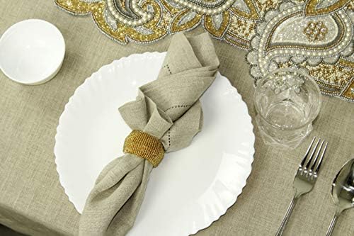COTTON CRAFT Glitz Handmade Beaded Napkin Rings - Set of 12 - Gold - Image 5
