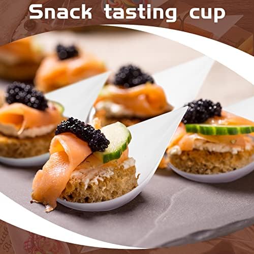 Tessco for you 200 Pcs 4" Mini Appetizer Plates, White, Clear - Image 6