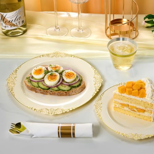 Bestluck 350PCS Ivory Disposable Dinnerware for 50 Guests - Image 5