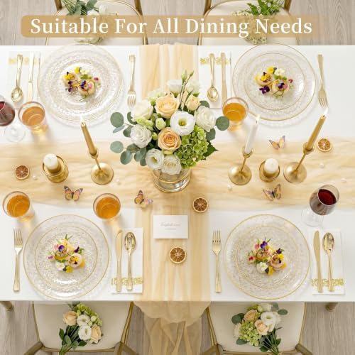 DaYammi 350PCS Gold Glitter Plastic Dinnerware Set for 50 Guests - Image 6