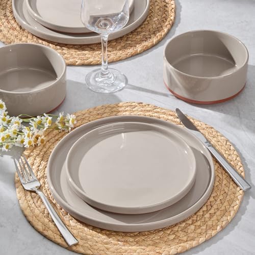 LIANYU Stoneware Dinnerware Set Service for 4, 12 PCS Plates and Bowls Sets - Image 6