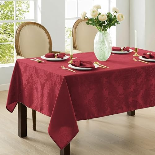Newbridge Barcelona Damask Fabric Tablecloth, 60 x 84 Inch Rectangle, Burgundy – No Iron, Soil Resistant Table Cover for Dining, Parties and Holidays - Image 6