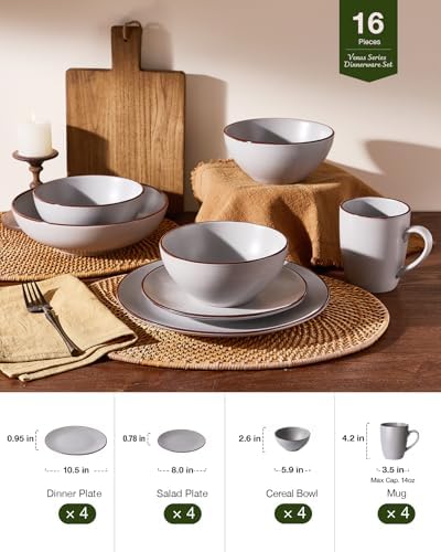 Famiware Venus Dinnerware Sets with Mugs, Ceramic Plates and Bowls for 4 - Image 5