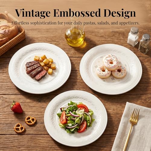 Bone China Salad Plates Set of 6, 8 Inch Patterned Dessert Plates - Image 4