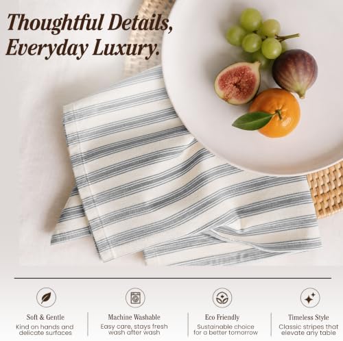 TWINY threads 4Pcs 100% Cotton Cloth Napkins, 18"x18", Reusable - Black - Image 3
