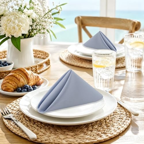 Cloth Napkins Set of 8,18 x 18 inch,Washable,Soft, Wrinkless (Powder Blue) - Image 2