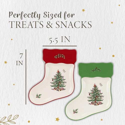 Spode – Christmas Tree – Christmas Tree Stocking Dishes - Set of 2 - Image 2
