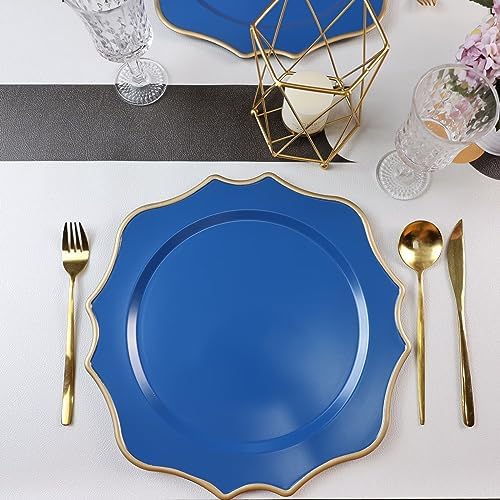 Blue Chargers for Dinner Plates, 13 Inch Scalloped Plastic Decorative Table Charge Service Plates Set of 6 for Wedding, Holiday, Thanksgivng, Christmas - Image 4