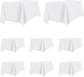 PureFit 8 Pack Rectangle White Table Cloths 60 x 102 Inch for 6Ft Tables, Stain and Wrinkle Resistant Table Linens for Home Use, Wedding, Party, Banquet and Camping