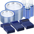 N9R 600PCS Clear Blue Plastic Plates, Disposable Dinnerware Set for Party by N9RTABLEWARE