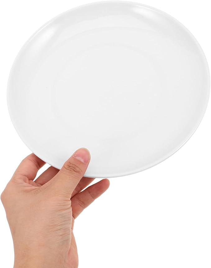 White Plastic Dinner Plates round 201mm Food Tray Sturdy Melamine Tableware for Home and Commercial Use Party Snack Serving Dishes