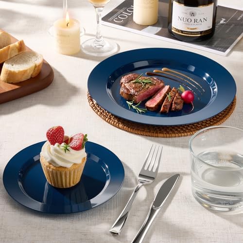 BESTVIP 200 Pack Premium Navy Blue Plastic Plates - Image 3