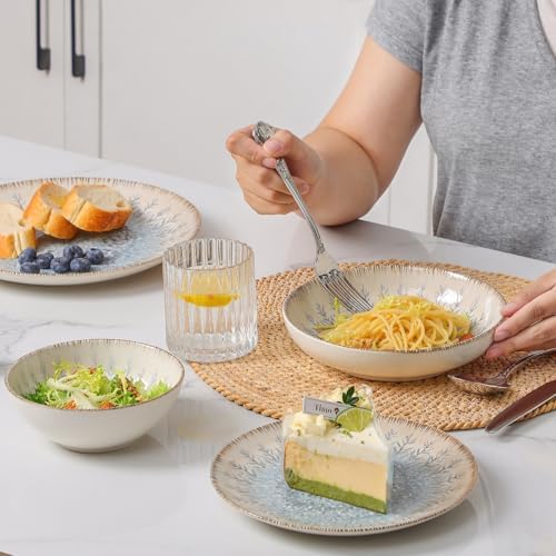 DOMICREVERY Ceramic Plates and Bowls Sets, 16 pcs Dinnerware sets for 4 - Image 6