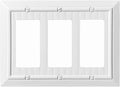 Beadboard Outlet Covers Wall Plates, Bamboo Fiber Light Switch Covers, Natural Material Electric Receptacle Decorative Switch Plate Outlet Cover (Pure White, 3 Gang Decorator 1 Pack)