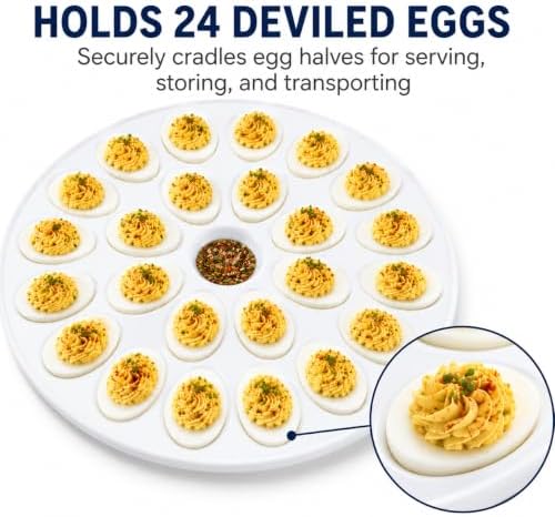 HIC Kitchen Deviled Egg Dish, 13.25-Inch, Fine Porcelain, Holds 24 - Image 2