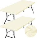 homing 2 Pack Rectangle Table Cloth, Elastic Fitted Fabric Tablecloth Fits for 6 Foot Folding Tables, Washable Table Cover for Picnic, Camping, Indoor & Outdoor (Cream Yellow, 30" x 72")