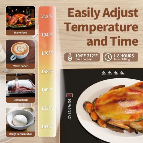 Food Warmers for Parties Buffet, （47"x12"） Assemblable Stackable Electric Warming Tray with 8-Level Temperature Adjustment and 8-Hour Timer, Upgraded Desktop-Protecting Food Warming Mat - Image 5