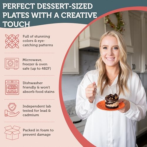 Annovero Dessert Plates, 6 Inch, Dishwasher & Microwave Safe, Set of 6 - Image 4
