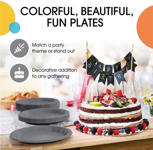 Exquisite Party Solids Sturdy Silver Plastic Plates 7" Cake Plates 50 Pcs - Image 5