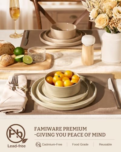 Stoneware Dinnerware Sets, Plates, Bowls, Dishes Set for 8 - Image 3