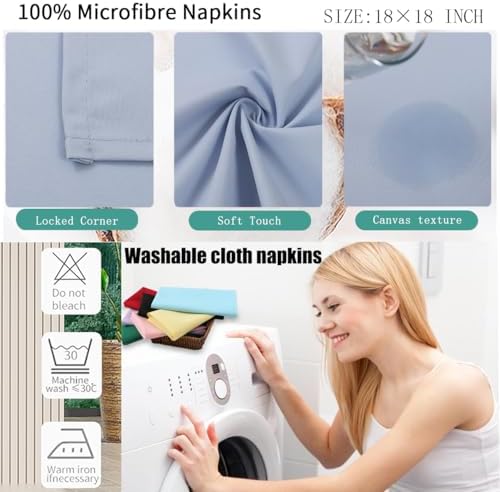 Cloth Napkins Set of 8,18 x 18 inch,Washable,Soft, Wrinkless (Powder Blue) - Image 3