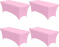 4-Pack Pink Spandex Tablecloths – 72"x30"x30" Stretch Fitted Table Covers for 6ft Rectangle Folding Tables, Wrinkle-Resistant Tablecloth for Wedding, Banquet & Outdoor Events