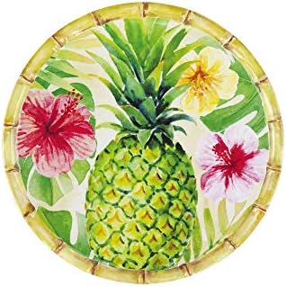 UP Pineapple Melamine Round Dessert Plates, Small Serving Plates, for Appetizer, Snacks, and Side Dishes, Multicolor, 6 Inch, Set of 4 - Image 3