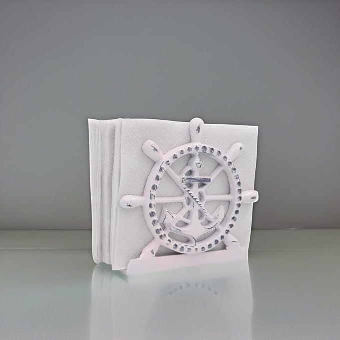 THDC Nautical Napkin Holder, Lunch, Dinner, Nautical Collection Napkin Holder, Made of Metal (Anchor Distressed Pink)