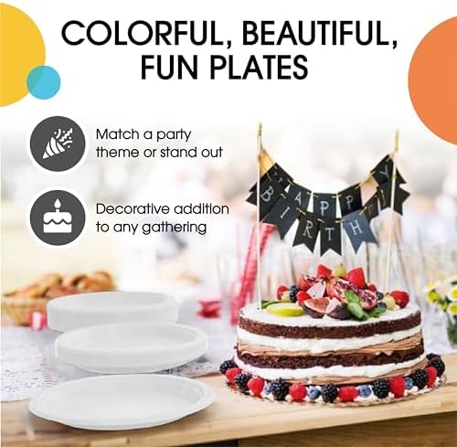 Exquisite Party Solids Sturdy White Plastic Plates 7" Cake Plates 50 Pcs - Image 5