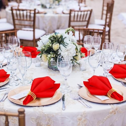 MCEAST Satin Cloth Napkins and Napkin Rings Set of 8, Smooth Fabric Table Napkins and Napkin Holder for Wedding, Birthday Dinner Party, Family Gatherings, Table Decor (Red, 17 x 17 Inches) - Image 5