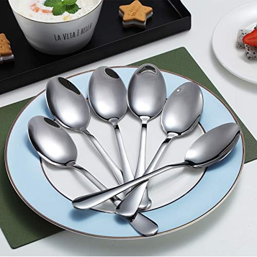 Kyraton 12 Pieces 7.5" Stainless Steel Table and Soup Spoons, Dishwasher Safe Set - Image 3
