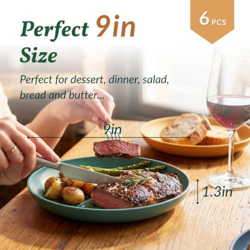 Homienly Wheat Straw Plates Unbreakable Deep Plates Set of 6 Microwave and Dishwasher Safe Bread & Butter Plates for Salad, Dinner Reuable Plastic Plates for Kitchen, Camping, RV (9 Inch, Multi) - Image 2