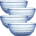 Blue Glass Bowl Set of 4 Hobnail Pressed Glass Bowls 20 oz by Yungala