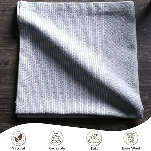 Grey Cotton Cloth Napkins Set of 12, 18x18 Inch - Image 3