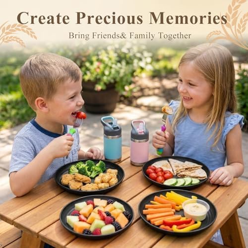 Plastic Dinner Plate 8 Inch, Serving Plates Set of 8 - Black - Image 6