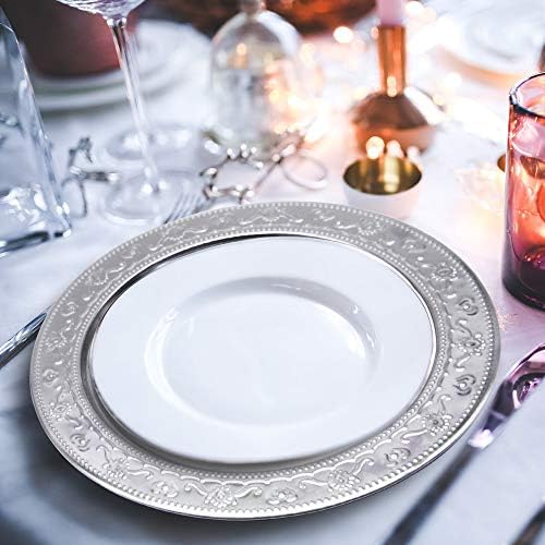 Brightalk 13-Inch Stainless Steel Charger Plates, 6Pcs Silver Dinner Plate Chargers Round Server Ware - Image 4