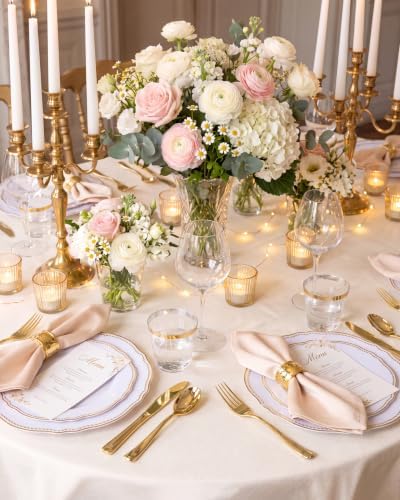 Hioasis 350 Pcs White and Gold Plastic Plates for Wedding & Party - Image 7