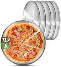 Stainless Steel Plates, 6 Pack 11.8 inch 304(18/8) Metal Food Serving Plate Set, Reusable Snack Eating Dishes Round Shatterproof Plate Silver BBQ Dinner Lunch Dinnerware Oven Dishwasher Safe by Offiper