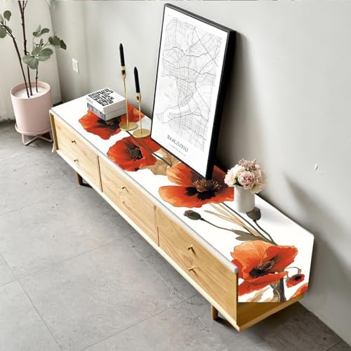 ANNA QUEEN Red Poppy Floral Table Runner and Placemats Set of 6, 13"x72" Table Runner with 12"x18" Washable Placemats, Bold Flower Dining Table Decor for 4 to 6 People Kitchen Decoration - Image 6