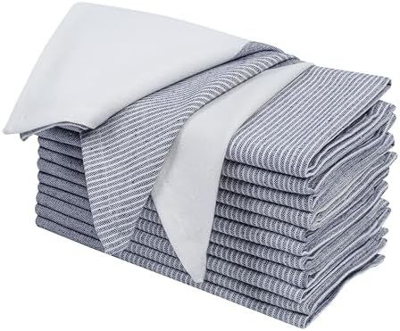 Denim Blue Cotton Cloth Napkins Set of 12, 18x18 Inch by Palisa
