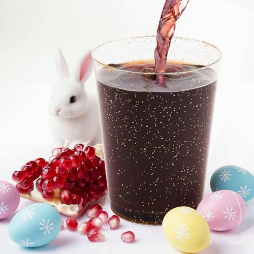 JOLLY CHEF 100 Pack 10 oz Gold Glitter Disposable Party Tumblers - Image 2